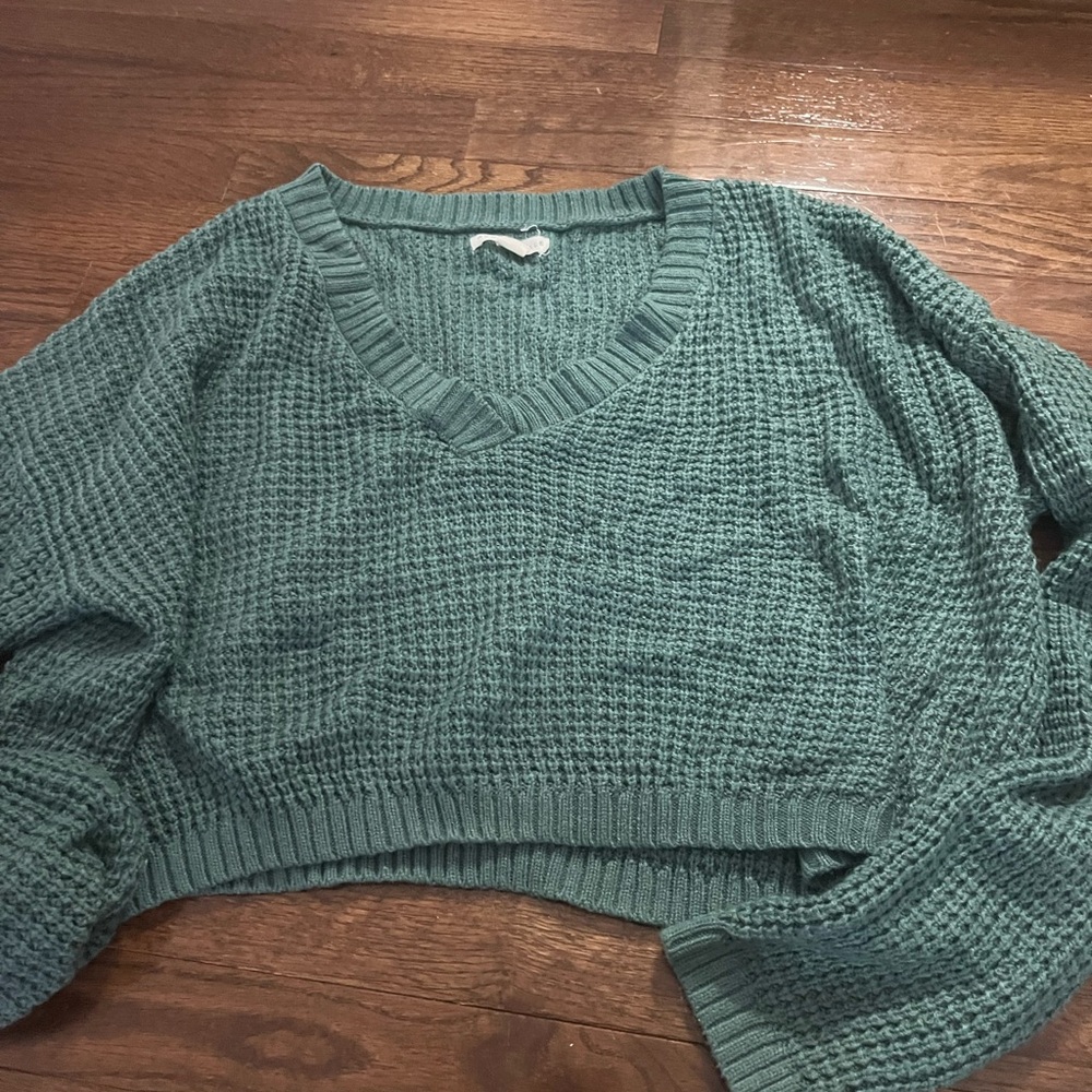 Aeropostale Teal V-Neck Women Sweater